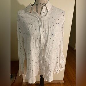 RAILS White Button-Up Shirt with Blue Star Pattern